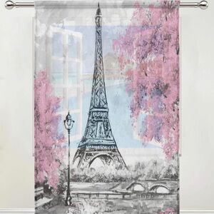 Parisian Theme Shower Curtain with Pink Accents
